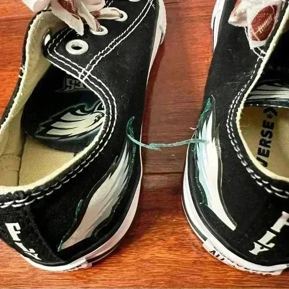 Philadelphia Eagles Converse Toddler Girls Size 10 Football Bedazzled All Star - Picture 5 of 10